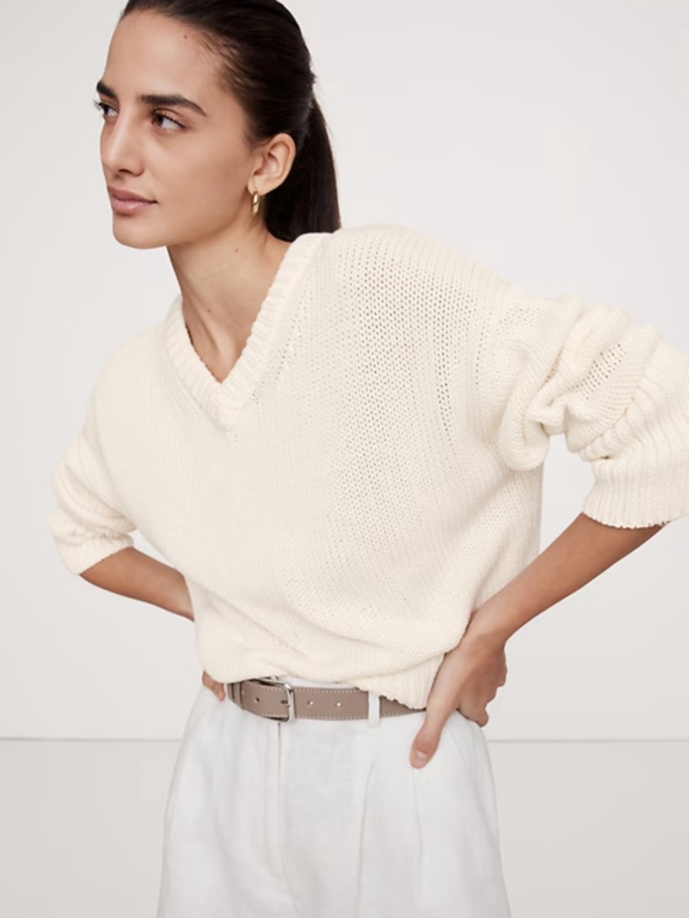 Banana Republic Cotton V-Neck Sweater
